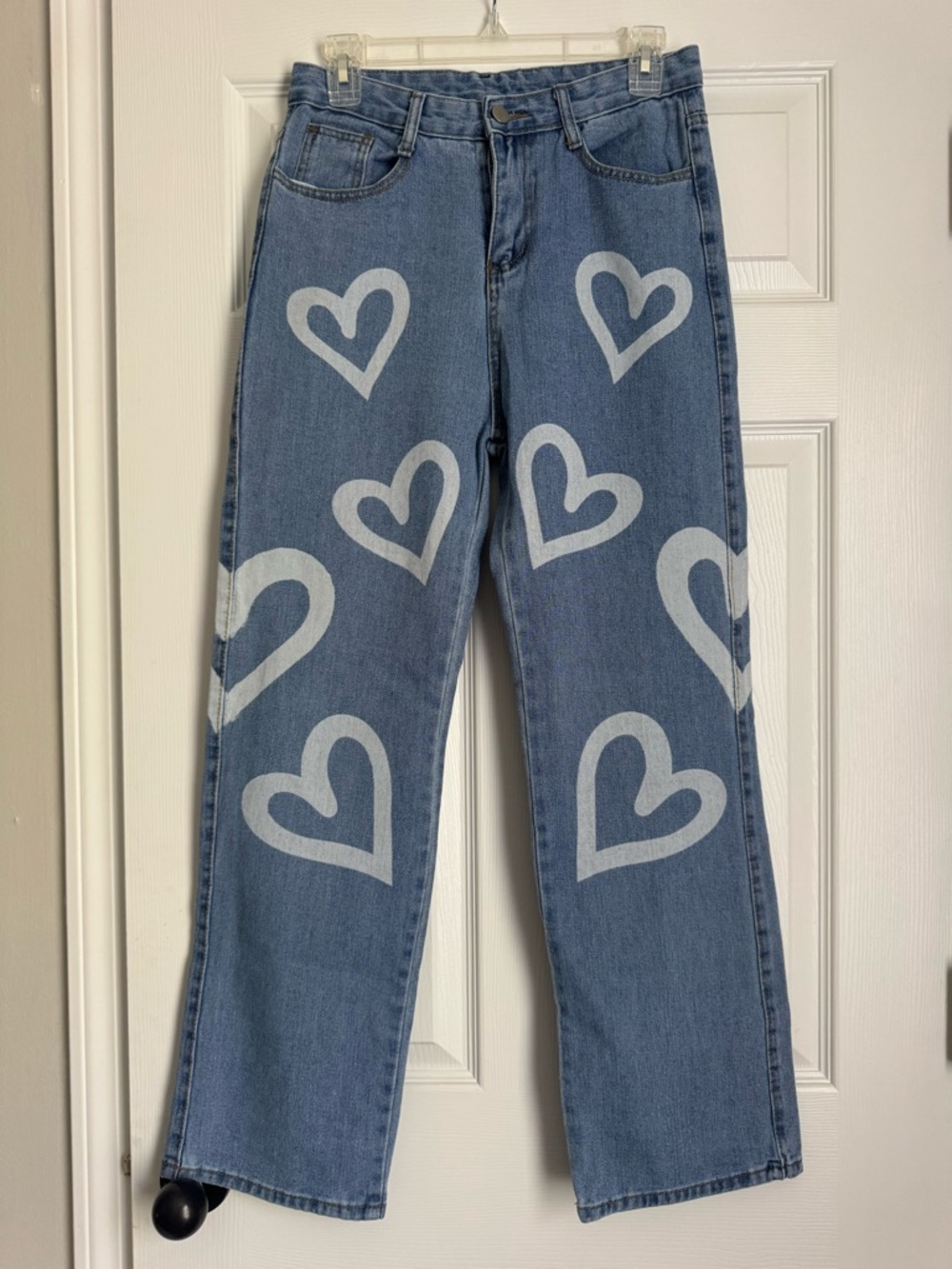 White Heart-Print Women's Jeans